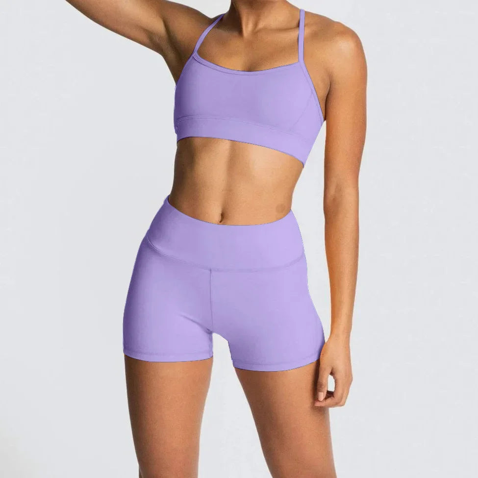 2 Piece Gym Set- Seamless Sports Bra+Shorts